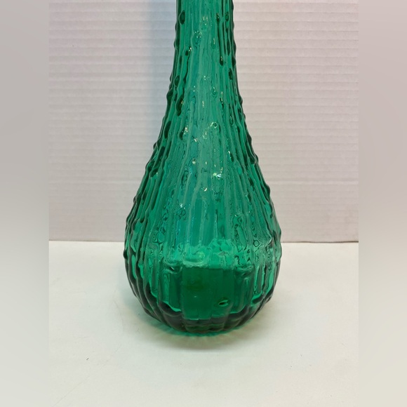 Empoli Italy Vintage Genie Glass Bottle Emerald Green Dripping Wax Pattern - Picture 3 of 5